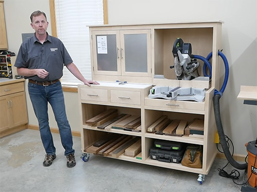 Miter saw station with storage and dust collection