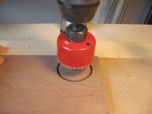 Cutting a small circle piece with a hole saw