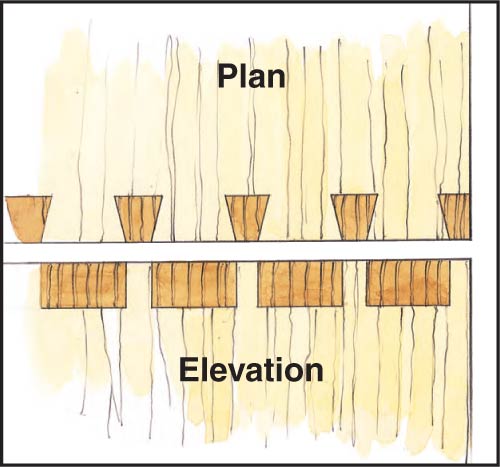 Drawing of dovetail joint with end grain vertically aligned