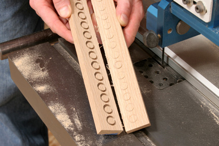 Showing two sides of blank with wooden plugs cut in it