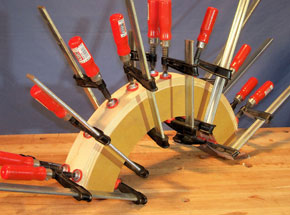 clamping wood strips to a form