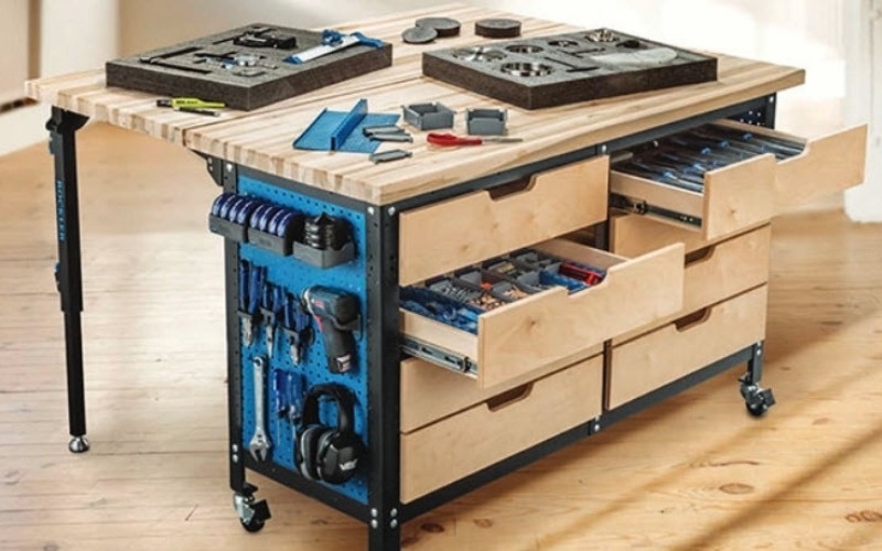 workbench sitting in workshop