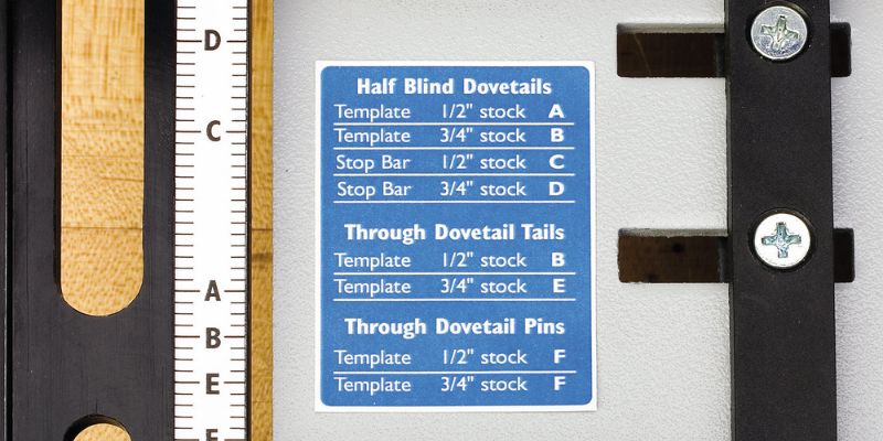 stick thickness guide for dovetail templates