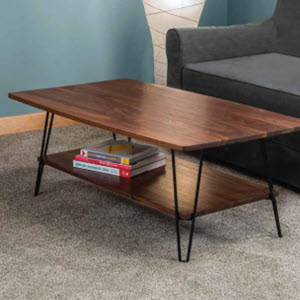 wooden coffee table made with hairpin legs