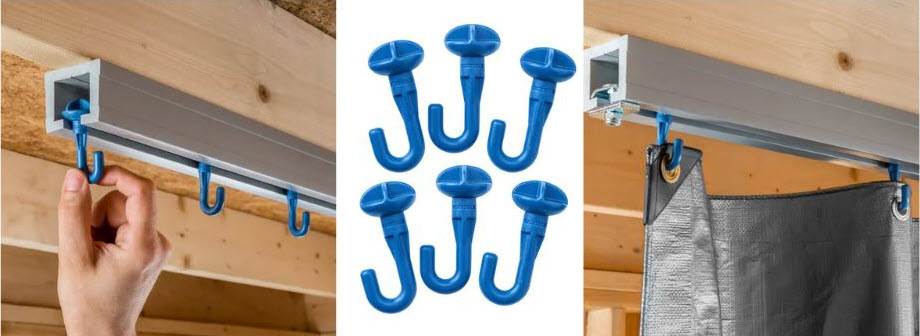 curtain gliders used in DIY paint booth