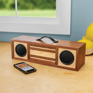 wooden wireless speaker boom box with handle